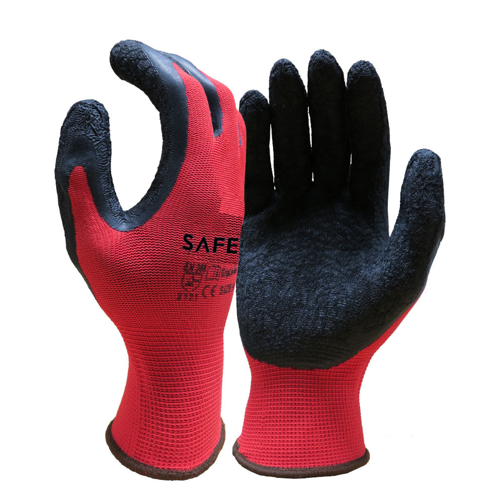 Red safety Glove With Black Palm