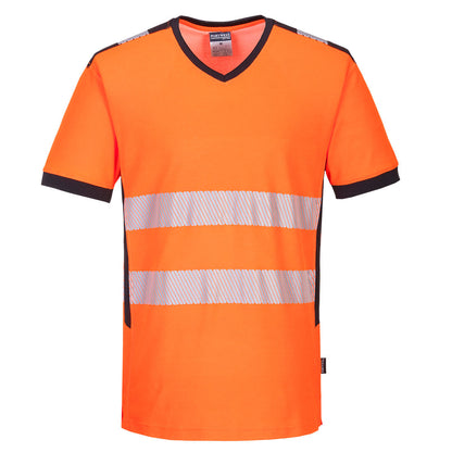 PW3 Hi-Vis V-Neck Mesh Insert T-Shirt S S 